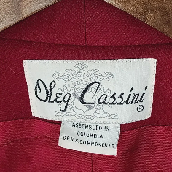 Oleg Cassini Womens 14 Red Wool Blend Blazer Jacket Work Career 23PT - Picture 4 of 8